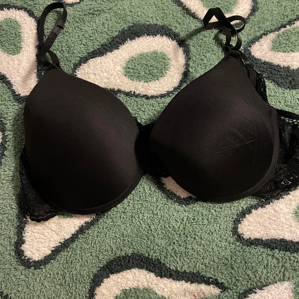 Nanette‎ Lepore Black Full-Coverage Push Up Padded Bra Intimates Lace 38C